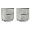 2 db betonszürke éjjeliszekrény led-fényekkel 38x34x50 cm