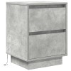2 db betonszürke éjjeliszekrény led-fényekkel 38x34x50 cm