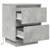 2 db betonszürke éjjeliszekrény led-fényekkel 38x34x50 cm