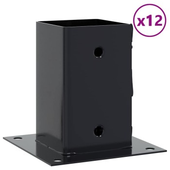 12 db antracit porszórt acél oszlopalapok négyzet alakú 91x91mm