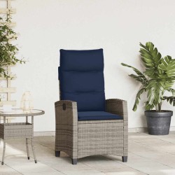Szürke polyrattan fekvő kerti szék oldalsó asztallal