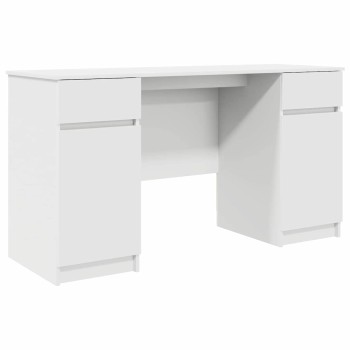 Asztal fiókkal polcokkal ajtóval fehér 140 x 49 x 76 cm faanyag