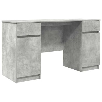 Asztal fiókkal polcokkal beton szürke 140 x 49 x 76 cm faanyag