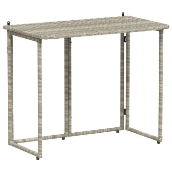Világosszürke polyrattan összecsukható kerti asztal 90x51x75 cm