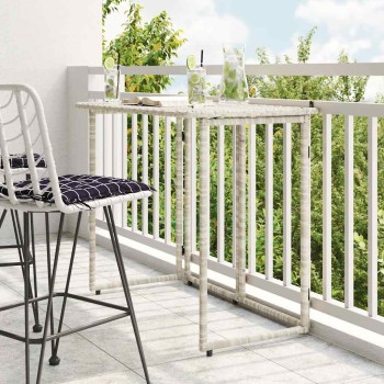 Világosszürke polyrattan összecsukható kerti asztal 90x51x75 cm