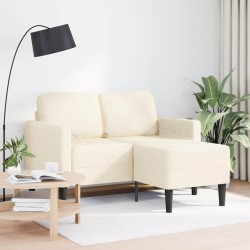 Krémszínű vászon 2 üléses kanapé l-alakú kanapéval 125 cm