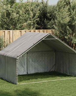 Kültéri kutyakennel fedéllel 3x2x1,9 m horganyzott acélból