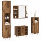 4 részes antik fa színű szerelt fa fürdőszobai bútorszett