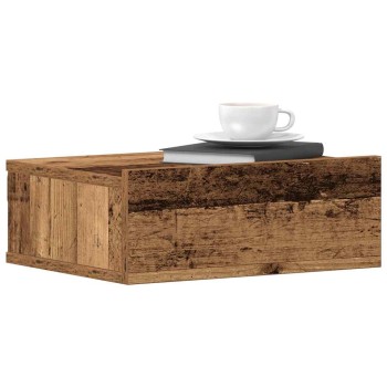 2 db antik fa szerelt fa lebegő éjjeliszekrények 40x32x15 cm