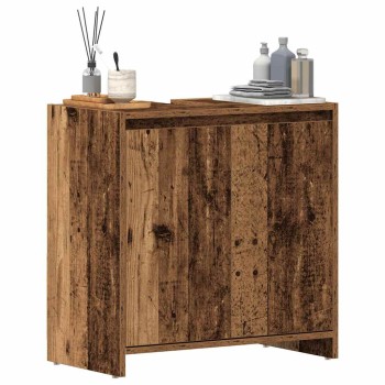 Antik fa színű szerelt fa fürdőszobai mosdószekrény 60x33x60 cm