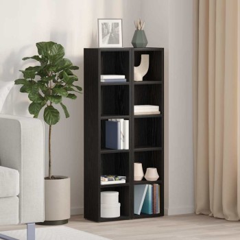 2 db fekete tölgy színű szerelt fa cd-szekrény 21x16x93,5 cm