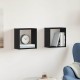 2 db fekete tölgyszínű szerelt fa fali kockapolc 30x15x30 cm