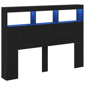 Fekete tölgy színű áthidalószekrény led-ekkel 140 x 17 x 102 cm