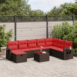 9 részes barna polyrattan kerti ülőgarnitúra párnákkal