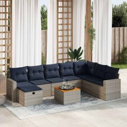 9 részes szürke polyrattan kerti ülőgarnitúra párnákkal