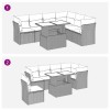 7 részes fekete polyrattan akácfa kerti ülőgarnitúra párnákkal