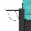 5 részes fekete polyrattan akácfa kerti ülőgarnitúra párnával