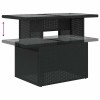 6 részes fekete polyrattan akácfa kerti ülőgarnitúra párnával