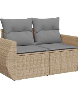 9 részes bézs polyrattan kerti ülőgarnitúra párnákkal