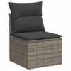 7 részes szürke polyrattan akácfa kerti ülőgarnitúra párnákkal