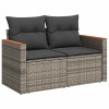 7 részes szürke polyrattan akácfa kerti ülőgarnitúra párnákkal