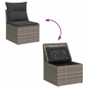 7 részes szürke polyrattan akácfa kerti ülőgarnitúra párnákkal