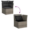 7 részes szürke polyrattan akácfa kerti ülőgarnitúra párnákkal