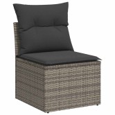 8 részes szürke polyrattan akácfa kerti ülőgarnitúra párnákkal