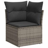 8 részes szürke polyrattan akácfa kerti ülőgarnitúra párnákkal