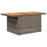 8 részes szürke polyrattan akácfa kerti ülőgarnitúra párnákkal