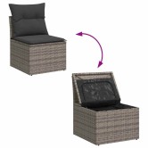 8 részes szürke polyrattan akácfa kerti ülőgarnitúra párnákkal