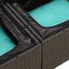 7 részes fekete polyrattan akácfa kerti ülőgarnitúra párnával