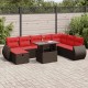 9 részes fekete polyrattan akácfa kerti ülőgarnitúra párnákkal 9 részes fekete polyrattan akácfa kerti ülőgarnitúra párnákkal