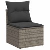6 részes szürke polyrattan akácfa kerti ülőgarnitúra párnákkal