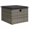 6 részes szürke polyrattan akácfa kerti ülőgarnitúra párnákkal