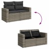 6 részes szürke polyrattan akácfa kerti ülőgarnitúra párnákkal