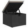 8 részes fekete polyrattan akácfa kerti ülőgarnitúra párnákkal