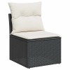 8 részes fekete polyrattan akácfa kerti ülőgarnitúra párnákkal