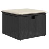 8 részes fekete polyrattan akácfa kerti ülőgarnitúra párnákkal