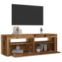 2 db antik fa színű éjjeliszekrény led-del 60 x 35 x 40 cm