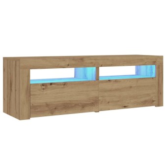 2 db kézműves tölgy színű éjjeliszekrény led-del 60 x 35 x 40cm