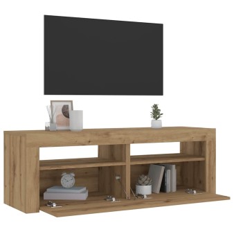 2 db kézműves tölgy színű éjjeliszekrény led-del 60 x 35 x 40cm