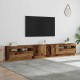 Antik fa színű szerelt fa tv-szekrény led-ekkel 260x35x40 cm