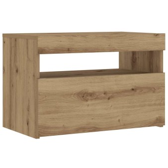 Éjjeli szekrény led lámpákkal kézműves tölgy 60x35x40 cm