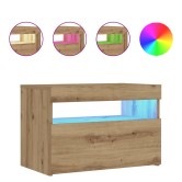 Éjjeli szekrény led lámpákkal kézműves tölgy 60x35x40 cm