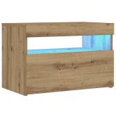 Éjjeli szekrény led lámpákkal kézműves tölgy 60x35x40 cm