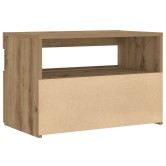Éjjeli szekrény led lámpákkal kézműves tölgy 60x35x40 cm