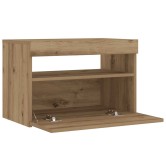 Éjjeli szekrény led lámpákkal kézműves tölgy 60x35x40 cm