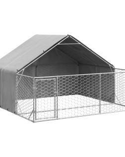 Horganyzott acél kültéri kutyafuttató kifutóval 3x3x1,9 m