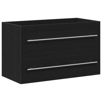 Fekete tölgy színű szerelt fa mosdószekrény 80 x 38,5 x 48 cm